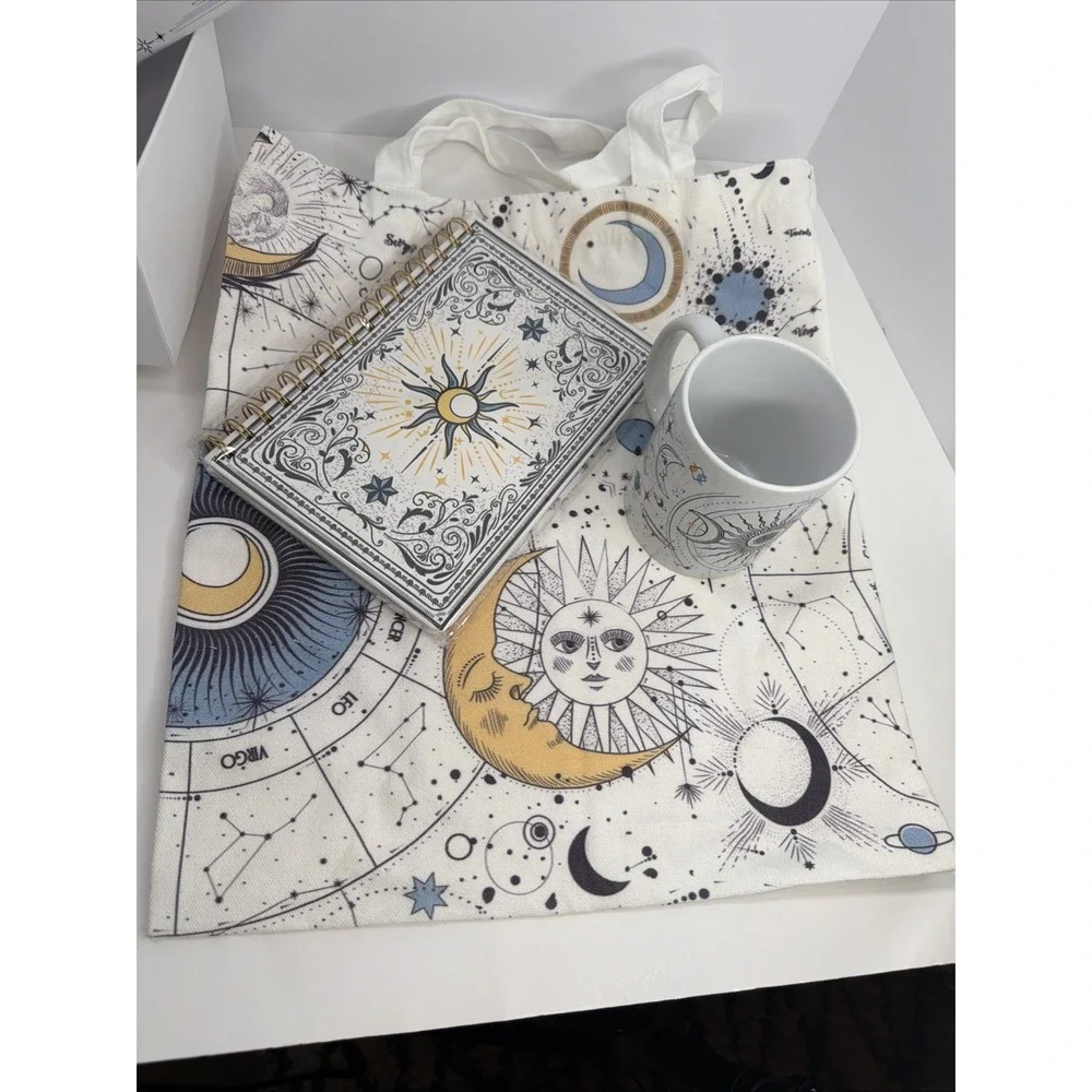 Astrology Themed Gift Set - Self care Journey Bundle - Journal, Socks, Mug, Tote